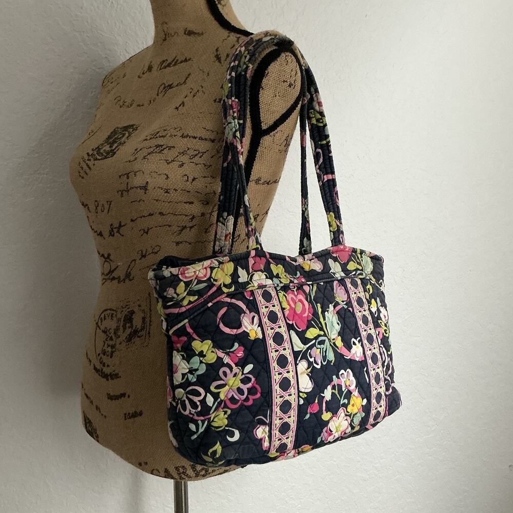 Vera Bradley Campus Tote Ribbons Handbag Quilted Cotton Retired Pattern